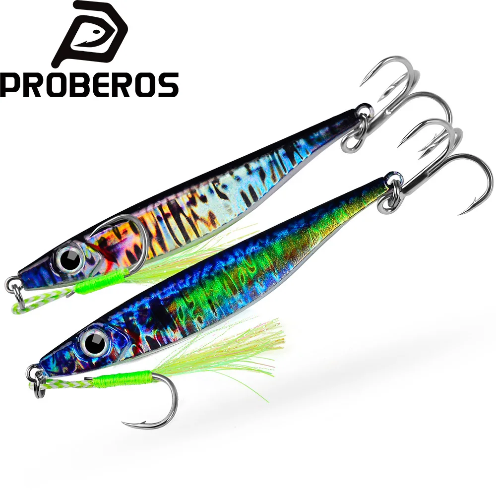 

PROBEROS 1Pc 10g-40g Metal Jig Fishing Lures Sea Fishing Jigs Artificial Swimbait Hard Bait Jerkbait Iron Plate Double Hooks