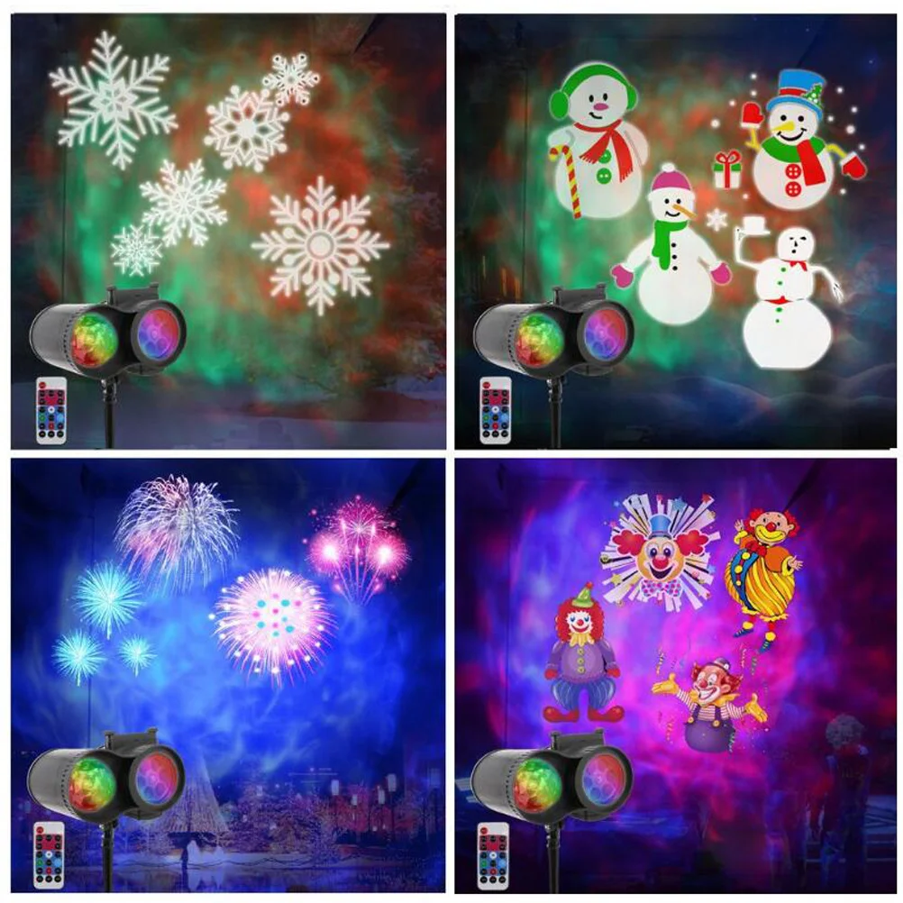 تتحرك عيد الميلاد كشاف ليد ضوء مقاوم للماء ملون 20 أنماط 6 حفرة عدسة أضواء خارجية عطلة حديقة المناظر الطبيعية #3