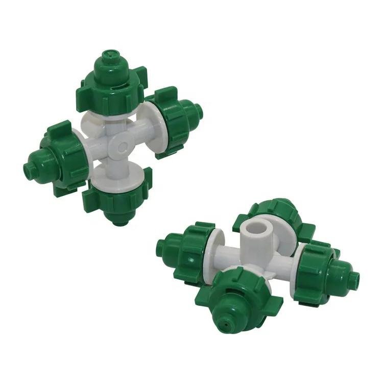 50PCS Plastic 4 Heads Atomizing Micro Sprinkler Agriculture Greenhouse Irrigation Misting Spray Nozzle