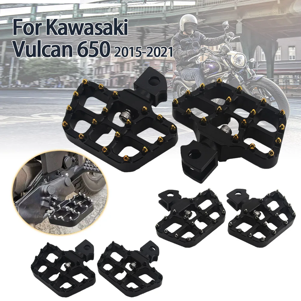 

Motorcycle Front Footrest For Vulcan 650 VN650 2015-2021 Adjustable Wide Floorboards Rotatable Rider Footboard Foot Rest Pedal