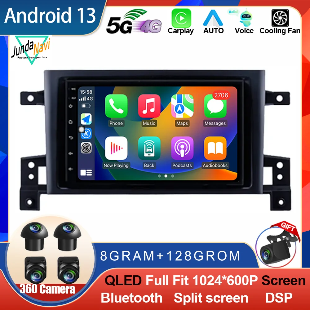 Android 13 For Suzuki Grand Vitara 3 2005-2010 2011-2015 GPS Carplay Androidauto WIFI+4 GCar Radio Multimedia Player