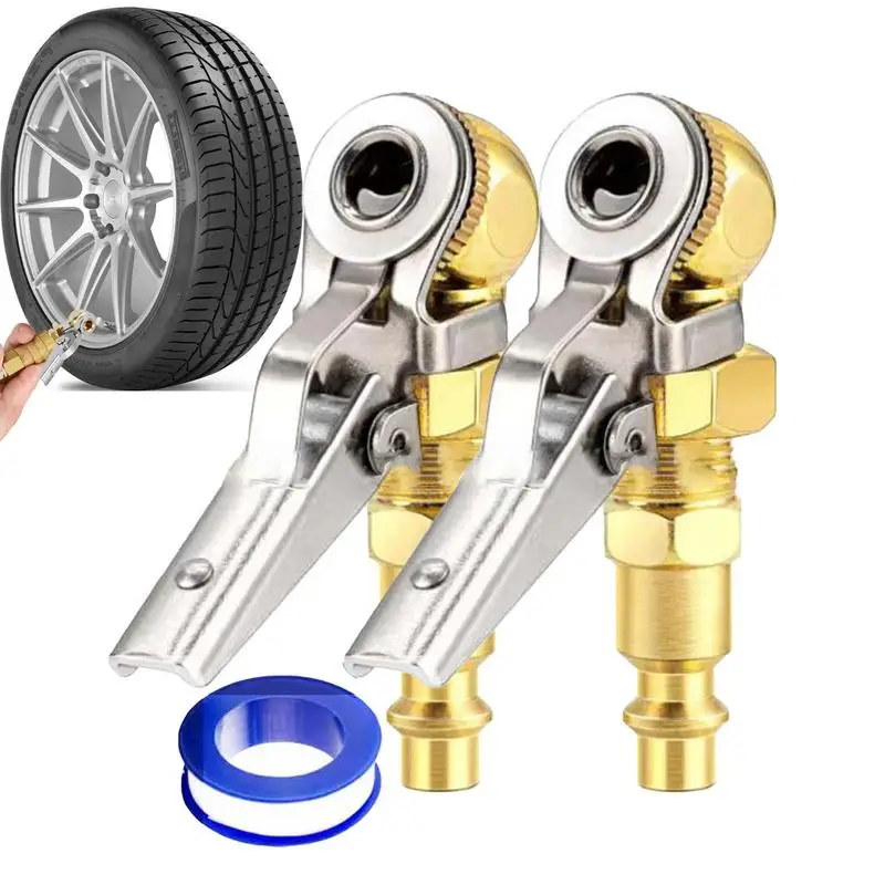 

2pcs Lock Inflate Air Chuck Car Truck Tire Air Pump Chuck Tire Chuck with Clamp Connector Tire Pump Air Compressor Accessories