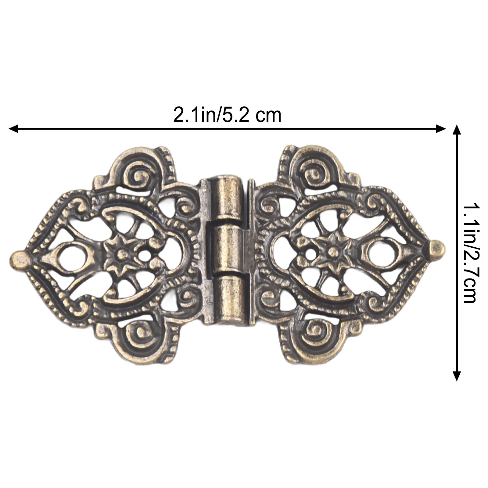 10Pcs Zinc Alloy Hinge Bronze Engraved Antique Decorative Hinges Door Hardware  5.20X2.70X0.10cm  2.04X1.06X0.04inch