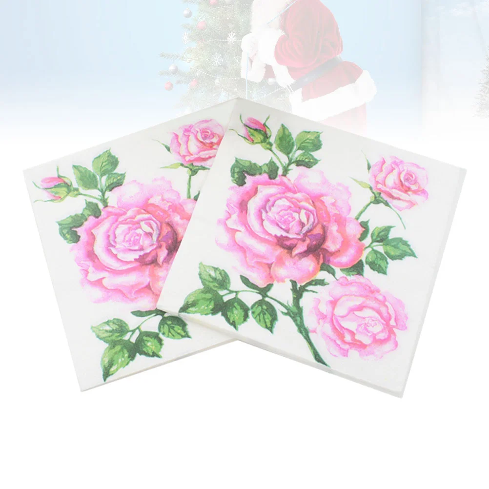 20 Sheets Dining Room Table Decor Decorate Party Napkins Printed Paper Flowers Printing