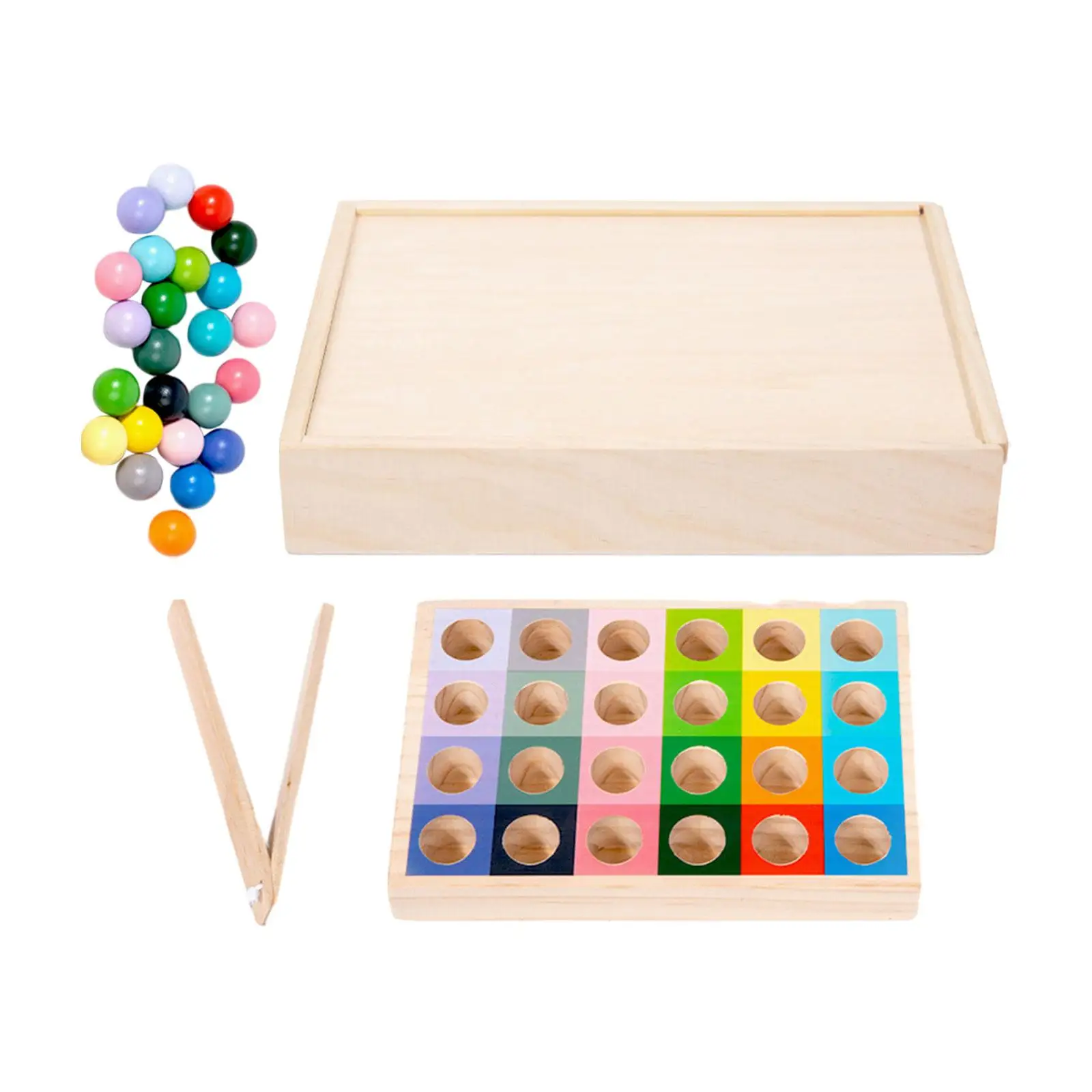 Wooden Peg Board Beads Game Motor Skills Preschool Valentines Day Gifts Early Learning Math Counting Rainbow Color Matching Toy