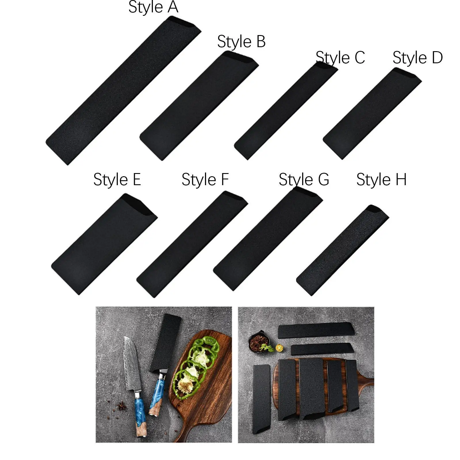 1-Piece Kitchen Knife Protector Cutter Black Universal ABS Plastic Sheath Non-Toxic BPA-Free Felt Lining Chef Kitchen Tools
