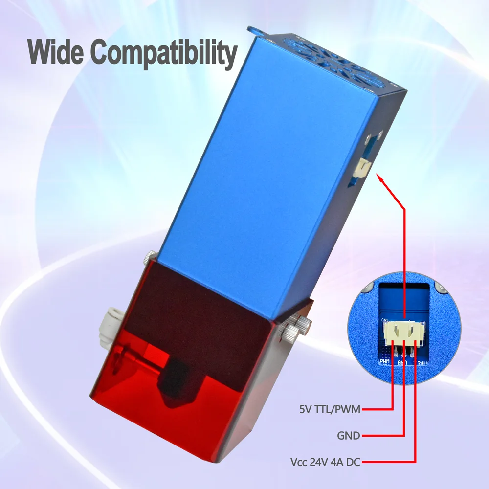 Cabezal láser de potencia óptica de alta potencia para enrutador CNC, máquina de corte de grabado láser TTL, módulo grabador de luz azul, herramientas de madera, 22W