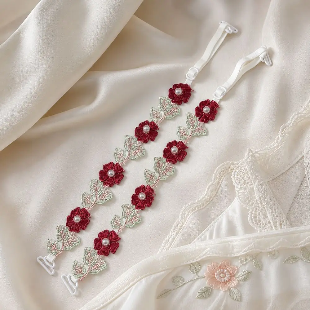 New Removable Floral Bra Straps Lace Elastic Floral Shoulder Belts Decorative Anti-slip Bra Straps Replacement
