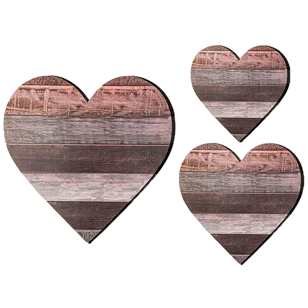 

3Pcs Heart Wall Decor Creative Heart Shape Wood Sign Ornaments for Bedroom Living Room Rustic Hanging Hearts Love Decor
