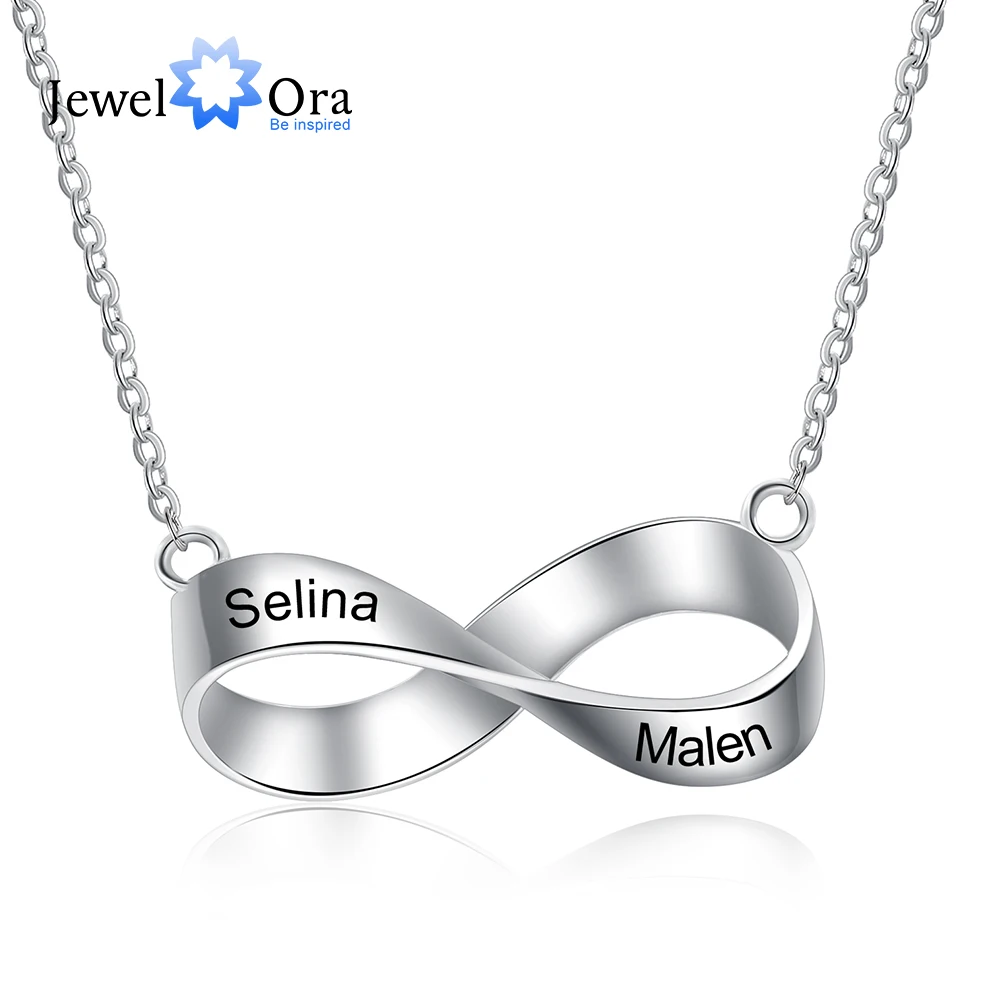 

JewelOra Customized Engraved Name Mobius Necklaces for Women Personalized Family Names Anniversary Gifts for Lover