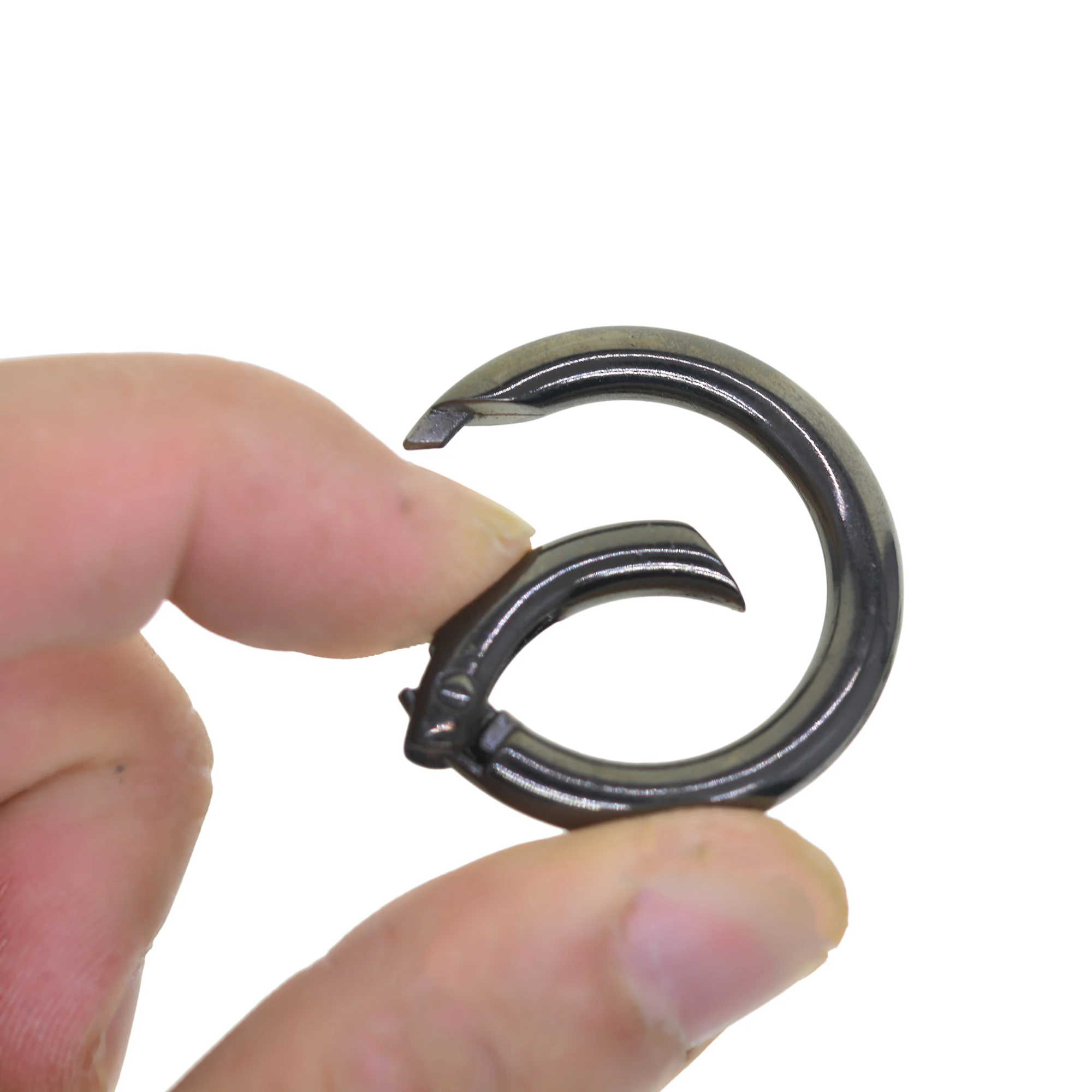 10 pcs 1 inch small Jet Black Alloy Snap Spring Round circle O Buckle carabiner Hook Clip DIY Keyring Keychains bag purse