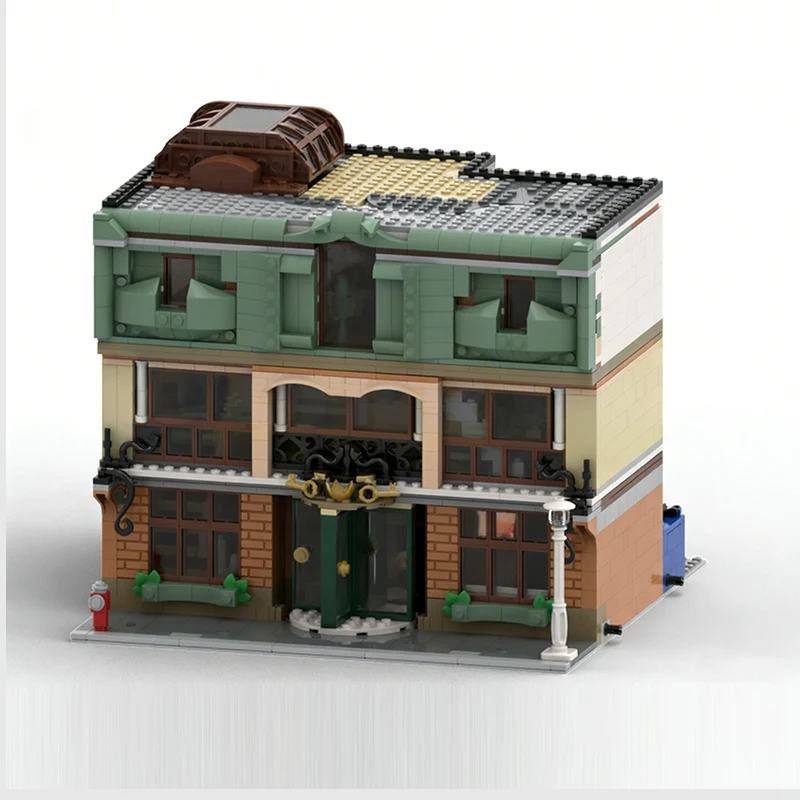 Street View Model MOC Building Bricks City Center Art Gallery Modular Technology Children Holiday Gifts Assemble Toys Suit