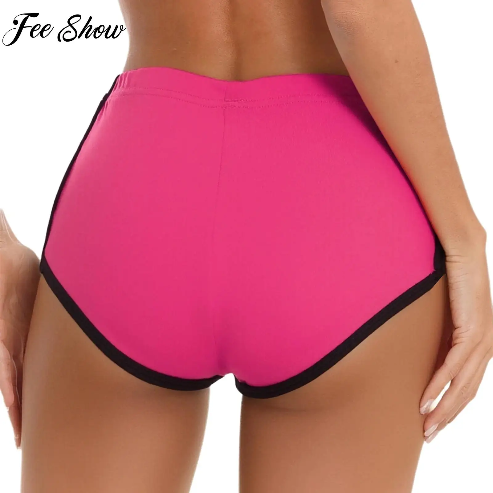 

Womens Yoga Shorts Gym Running Sportswear Quick-drying Workout Contrast Color Booty Shorts Stretchy Hot Pants Pole Dancewear