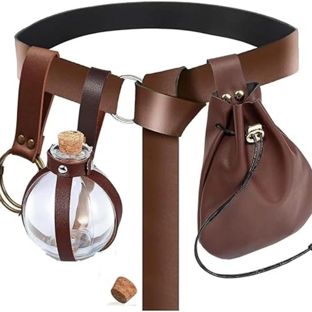 

Belt Pouch Waist Bag Retro Medieval Viking Leather Belt Magic Potion Bottle Renaissance Halloween Cosplay Costume