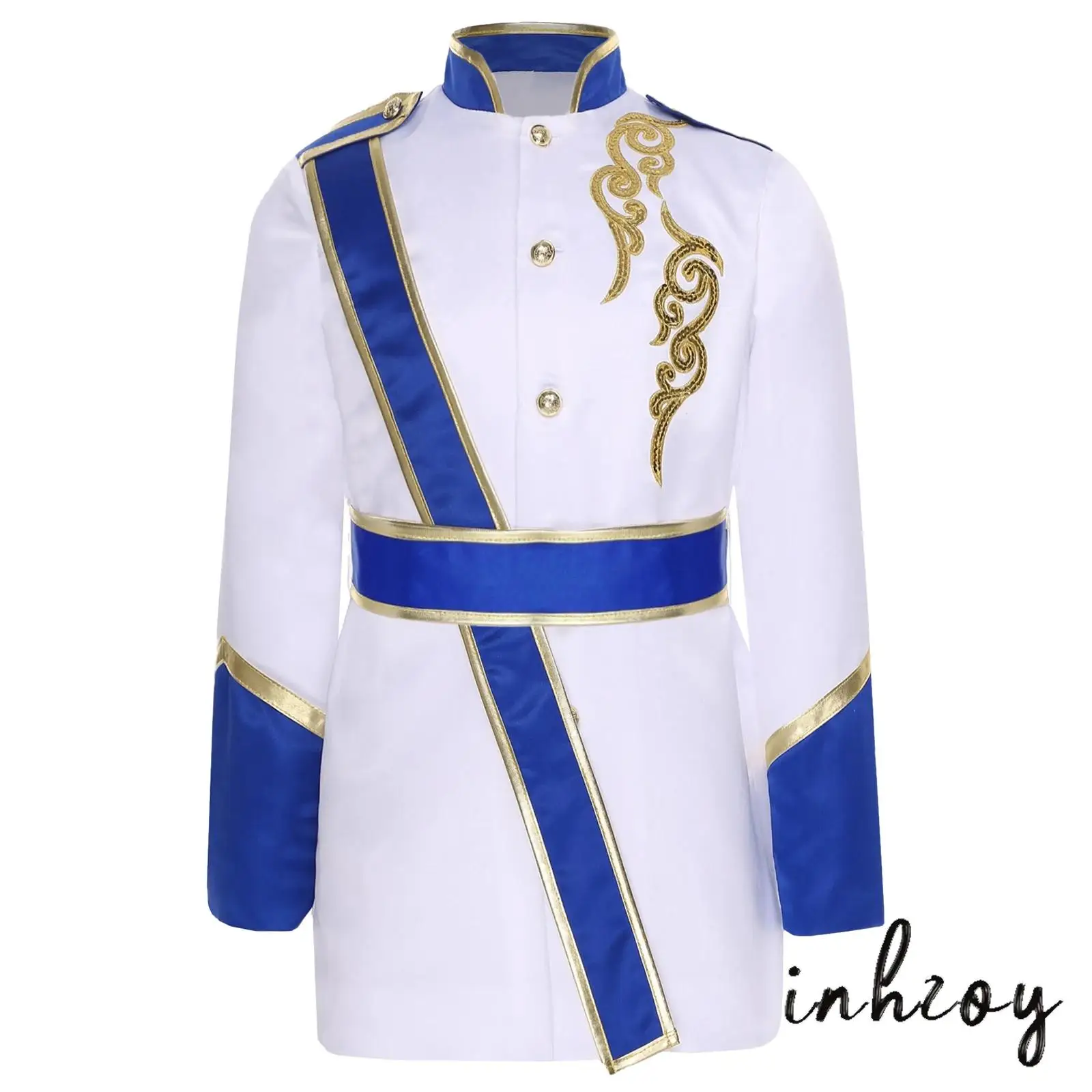 

Children Drum Major Uniform Set with Embroidered Front Buttons Outwear Jacket with Waistbelt Guard for Musical Performances