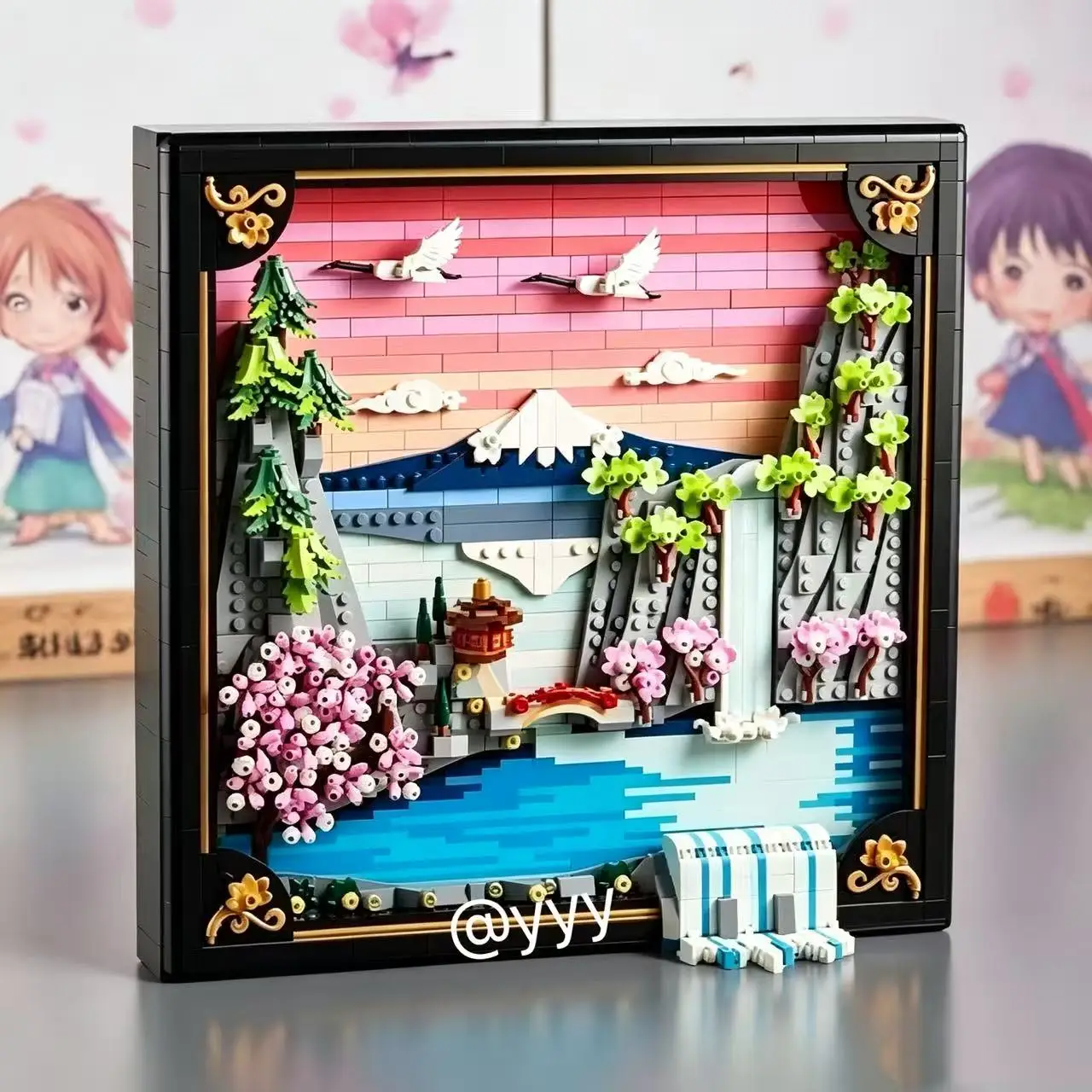 1892pcs Japanese cherry blossom landscape hanging picture frame art life assembly collection ornaments birthday Christmas gift view 5