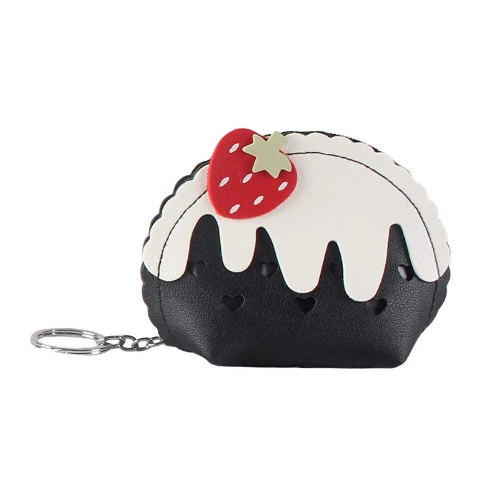 

Fashion Cute Coin Purse Keychain Ice Cream Large Capacity Mini Leather Bag Strawberry Hollow Keyring Pendant Storage Bag
