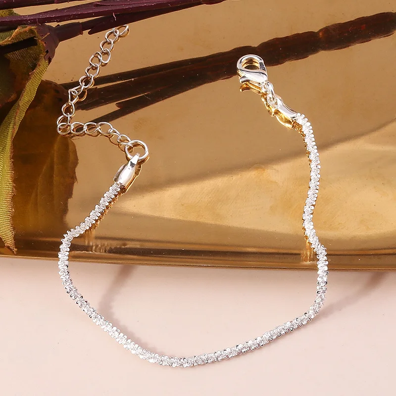 Aihua Glänzendes, glitzerndes, schlichtes Armband für Damen, trendiges, silberfarbenes, elegantes Armband, weibliche Geburtstagsgeschenke – Detail 1