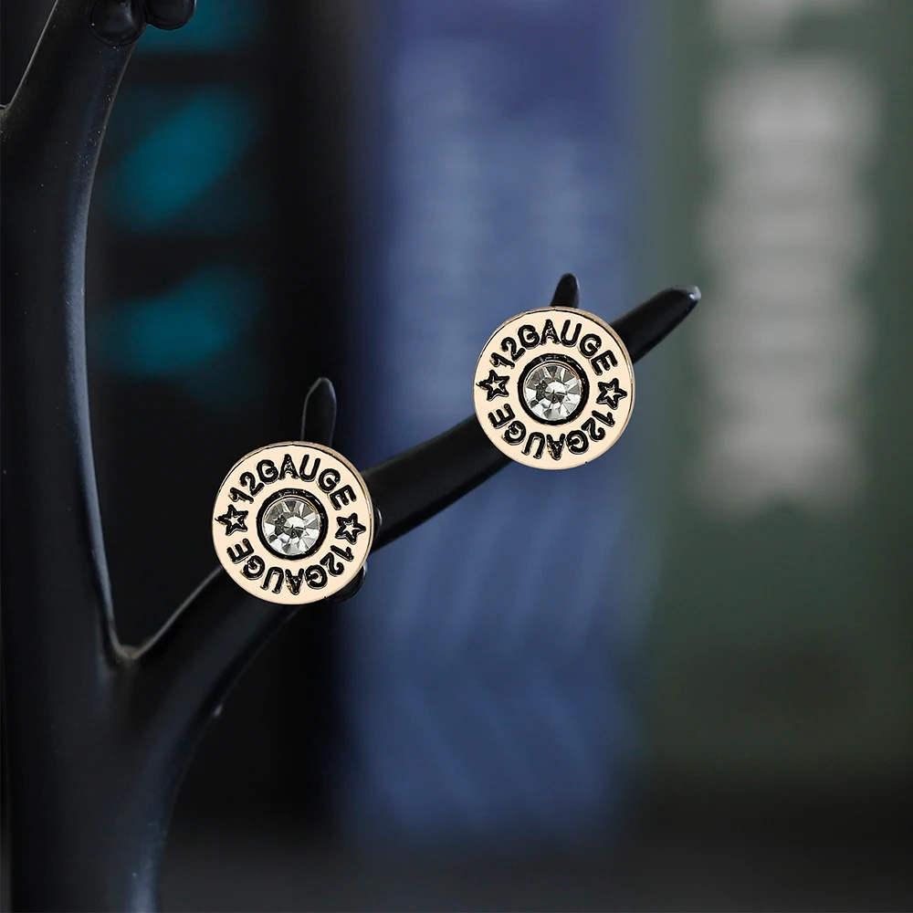New French retro men\'s and women\'s hip-hop dual color button earrings, ancient gold and silver earrings, high-end ear accessorie