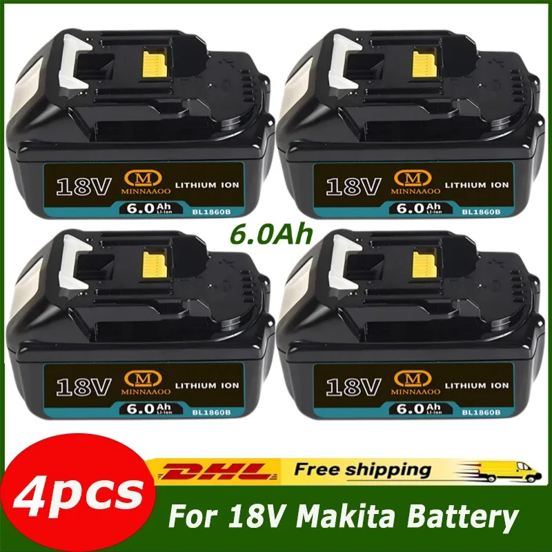 

NEW 100% Genuine For Makita 18V Battery 6Ah Li-ion BL1860B BL1850 BL1830, Compatible with LXT400 Cordless Drills