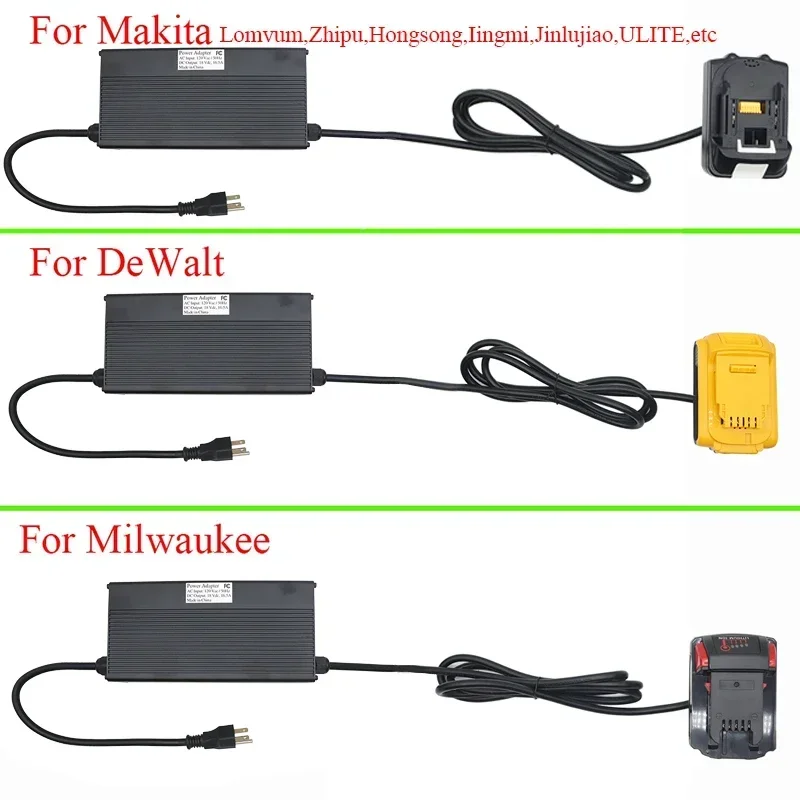 Adaptador conversor de fonte de alimentação ac 110v dc 18v 20v para dewalt para milwaukee para makita ferramenta de bateria de lítio hongong lomvum zhipu