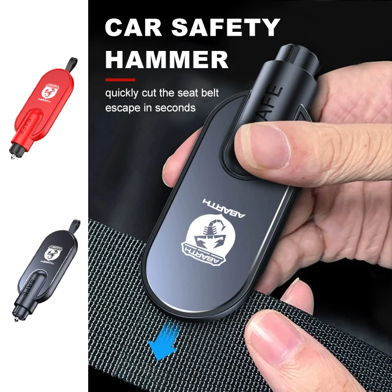 Martillo de seguridad para emergencias en el coche, cortador de ventanas, herramienta de escape para Abarth Fiat Grande Punto Tipo Stilo Ducato Palio 500x