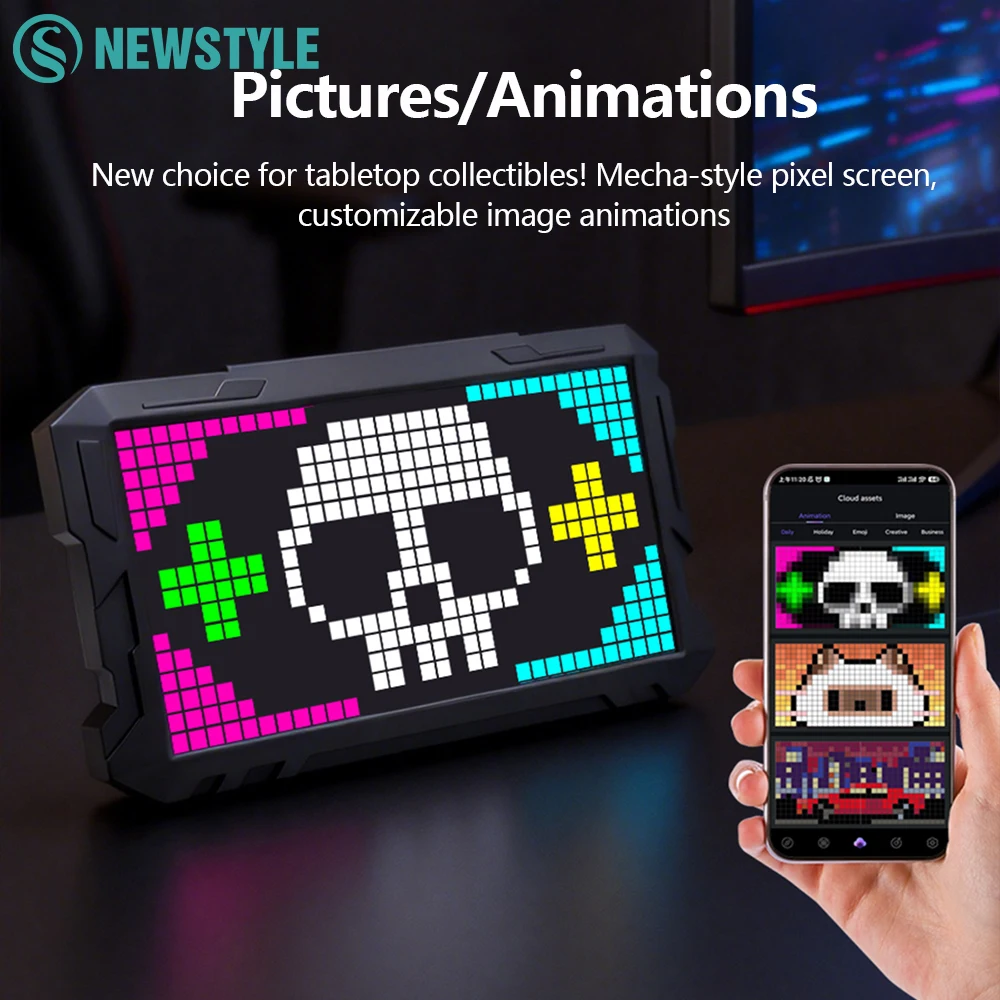 led-ピクセルディスプレイプログラム可能なピクセルアートディスプレイテーブル装飾ライト-app-制御クリエイティブアニメーションデスク壁部屋の装飾用