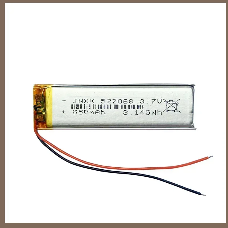 3.7V 850mAh polymer lithium battery 522068 large capacity electronic products small fan digital LED light rechargeable battery