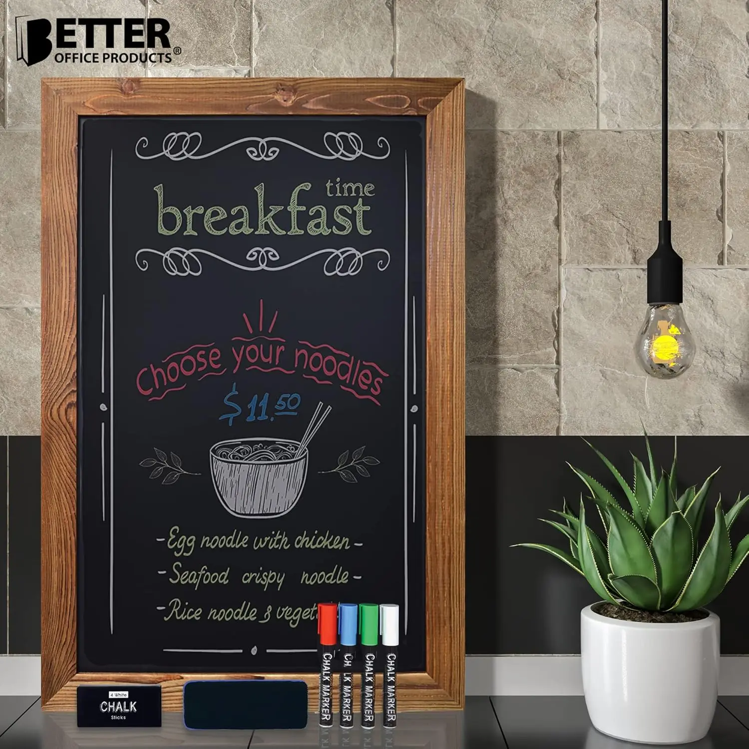 لافتة سبورة مغناطيسية كبيرة بإطار خشبي، مقاس 20 × 30 بوصة، تتضمن علامات وممحاة