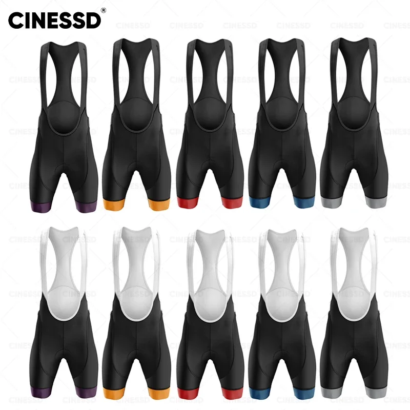 Black and White Cycling Bib Shorts for Men Outdoor Wear Bicycle Cycling Tights Gel Pad Mountain Bike, Breathable Racing Shorts