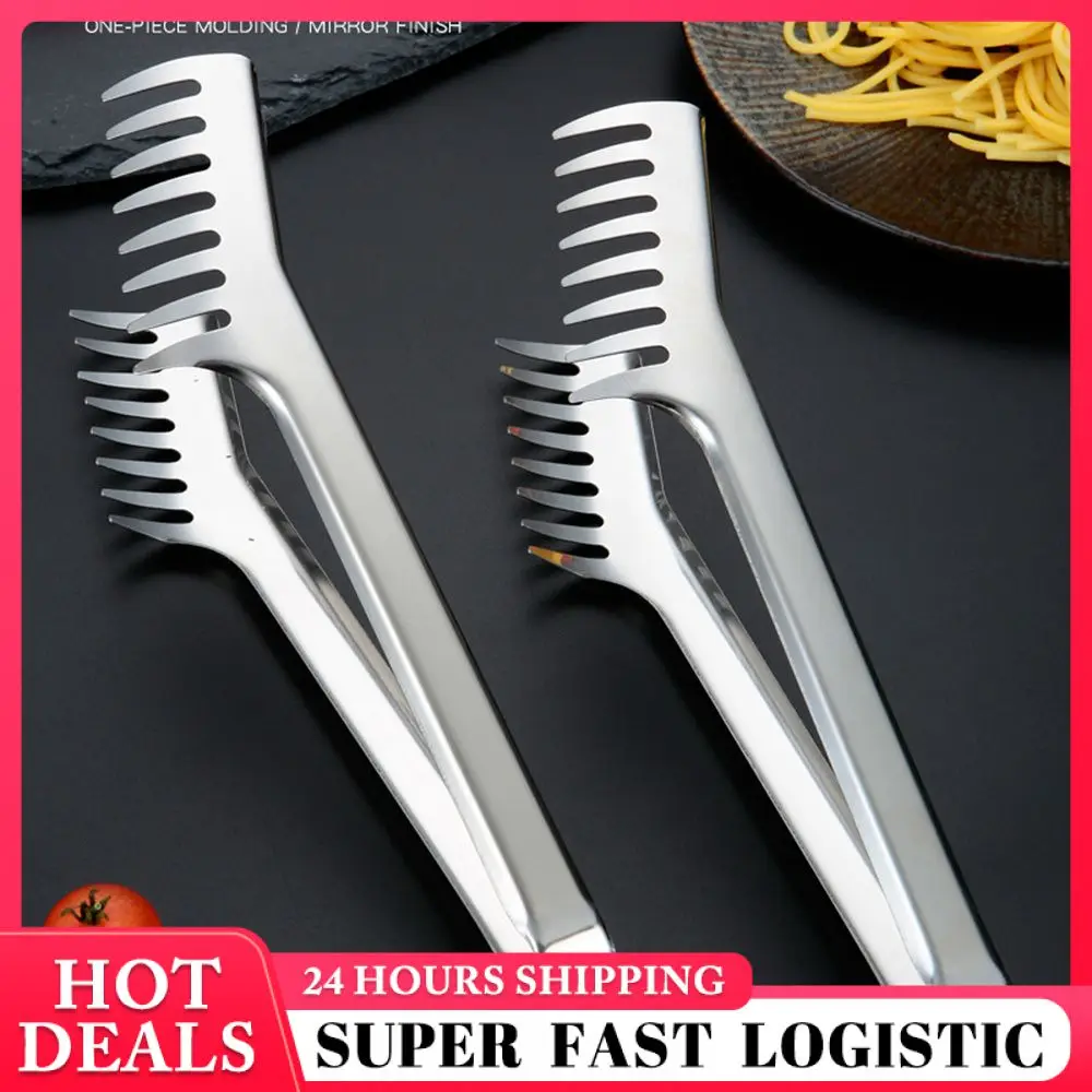 Food Tongs Food Grade Non-slip Portable Easy To Get Noodle Clip Stainless Steel Not Drop Household Deepen Jagged Bbq Tongs Clip