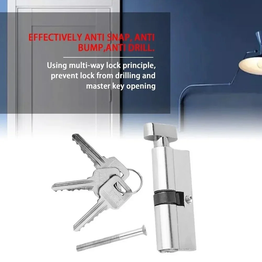 1Pc Door Lock Cylinder Anti-Theft Entrance Lock Aluminum Lock  Home Security Interior Bedroom Lock Cylinder With 3 Keys