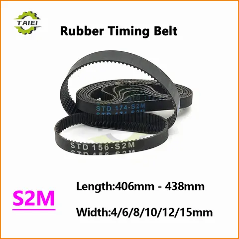 S2M Rubber Synchronous Belt Length 406 410 412 416 418 420 422 424 426 428 430 432 436 438mm Width 4-15mm S2M Tooth Timing Belt