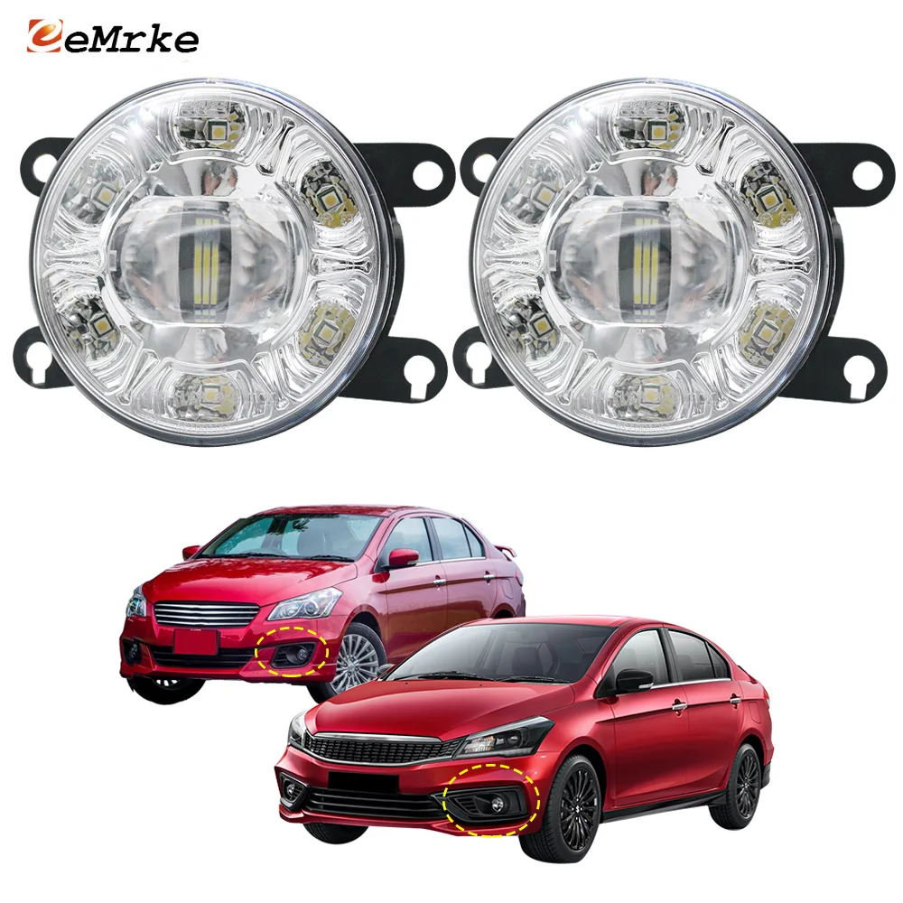 Led Fog Lights Assembly Car PTF with High Brightness DRL Clear Lens Daytime Running Light for Suzuki Ciaz Alivio Belta 2014-2023