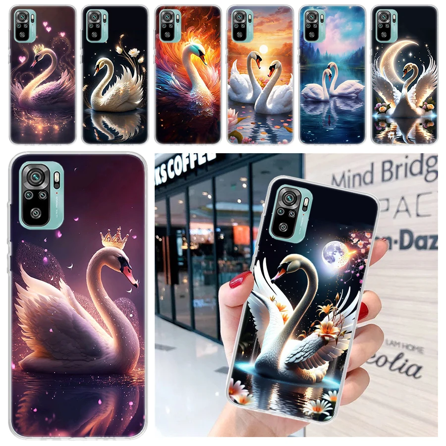 White Swan Grace Art Soft Phone Case for Xiaomi Redmi Note 13 12 12S 11S 11T 11E 10S 10 Pro 9 9S 9T 8 8T 7 Plus Print Cover