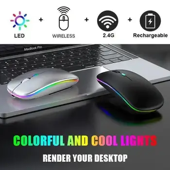 Drahtlose Maus, Gaming-Maus, Hintergrundbeleuchtung, USB-kompatibel, wiederaufladbare RGB-Mäuse, geräuschlose, hintergrundbeleuchtete, ergonomische Gaming-Maus für Laptop-PC