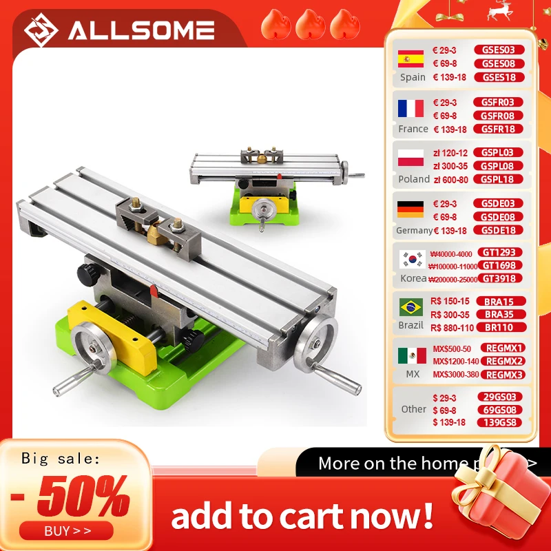 ALLSOME MINIQ Multifunction Drill Vise Fixture Working Table Mini Precision Milling Machine Worktable