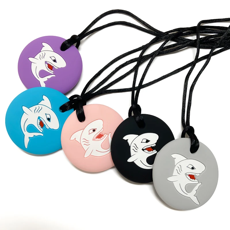 1PCS Shark Shape Pendant Silicone Teething Necklace Teether For Baby Nurse Gifts For Mom Custom Jewelry