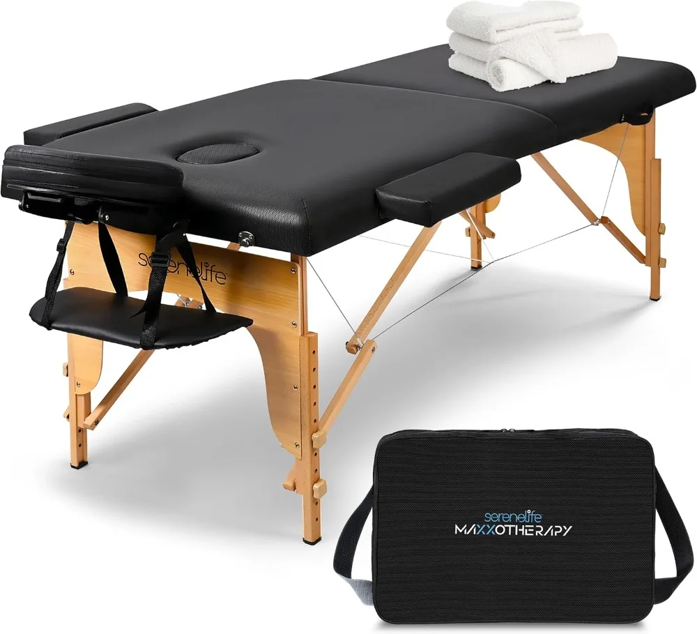 SereneLife Portable Massage Table, Professional Adjustable Folding 3 Sections Massage Bed with Carrying Bag