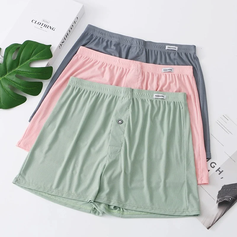 Breathable Men Underwear Boxer Shorts Ice Silk Thin Loose Arrow Panties Male Fly Open Beach Pants Quick Dry Home Wear Underpants