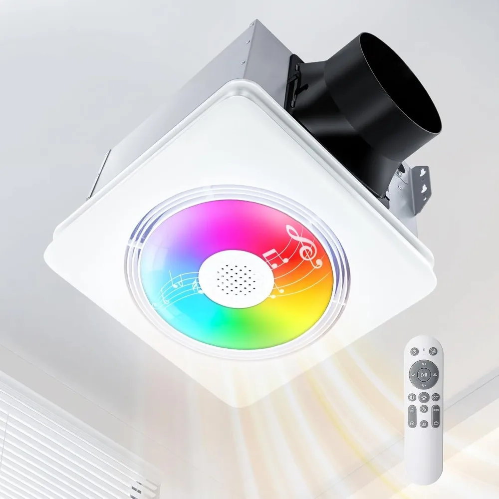

Bluetooth Speaker-Equipped Bathroom Fan with 110/160 CFM, 1.0 Sone Noise Level, and Oversize Exhaust for Powerful Ventilation an