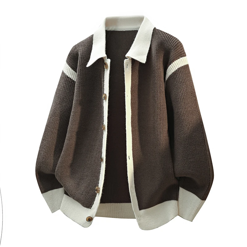 

Trendy Brand High-quality Cardigan Sweater Men's High-end Knitted Sweater Autumn and Winter Loose Fit Men Stay Warm Sweaters