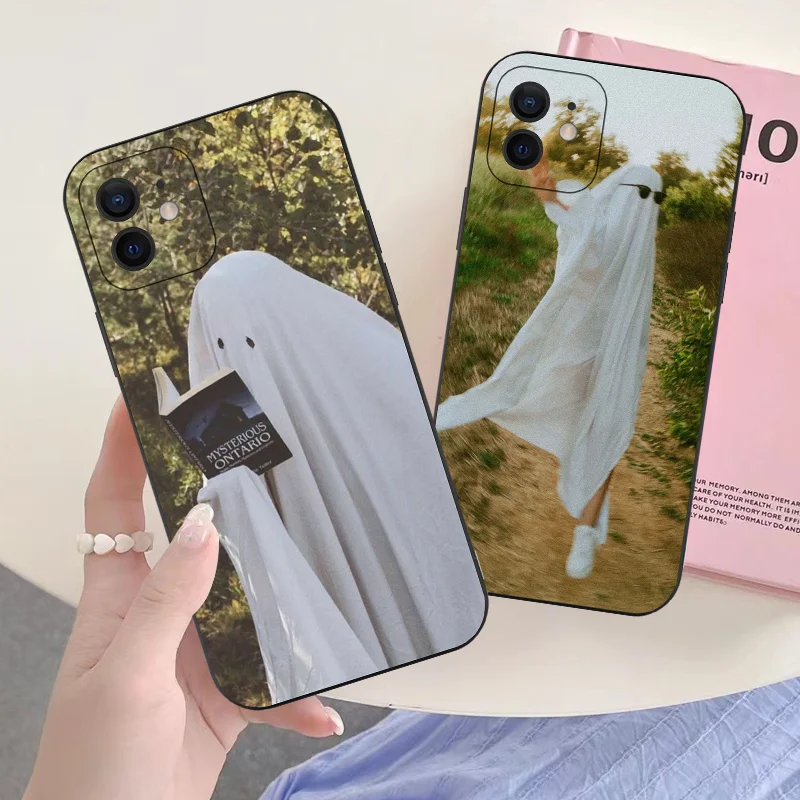 

Halloween Cosplay Costume Ghost Phone Case For iPhone 16 15 11 12 14 13 Pro Max Mini X XSMax XR 7 8 Plus SE4 16e Silica Covers