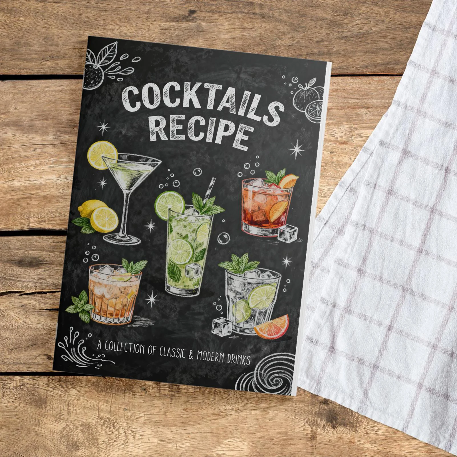 Cocktail Recipe Book Professional Mixology Guide for Beginners Waterproof Classic Drinks Manual Home Bar Gift Essential