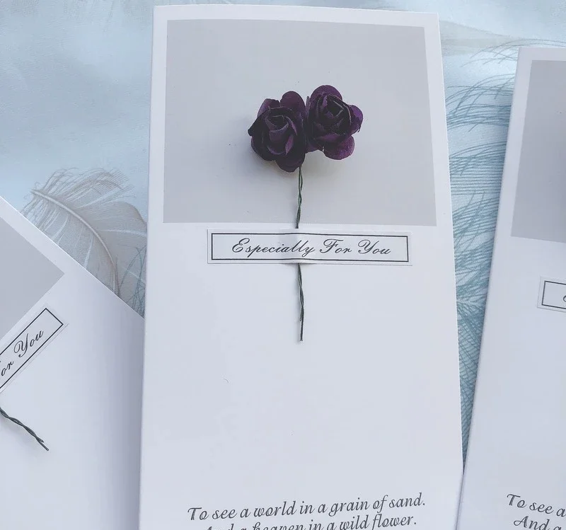 10pcs Creative Silk Flowers Greeting Card Artificial Flower Invitations Decoration Memo Cards  Flowers