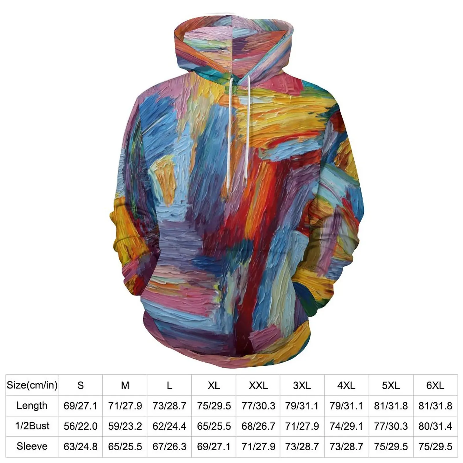 Paint Brush Hoodies Long Sleeve Colorful Print Retro Casual Hoodie Winter Harajuku Oversized Graphic Loose Sweatshirts