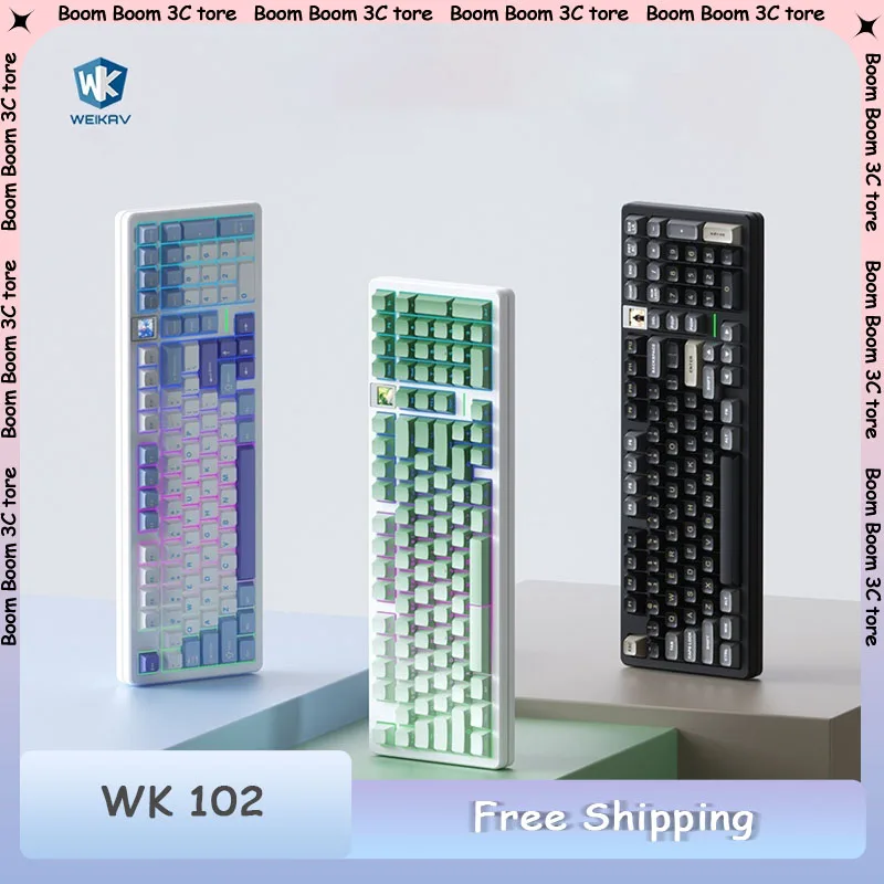 

WEIKAV WK102 Mechanical Keyboard Tri-Mode Wireless Bluetooth Gaming Keyboard with Screen RGB Hot SWAP Gasket Customization
