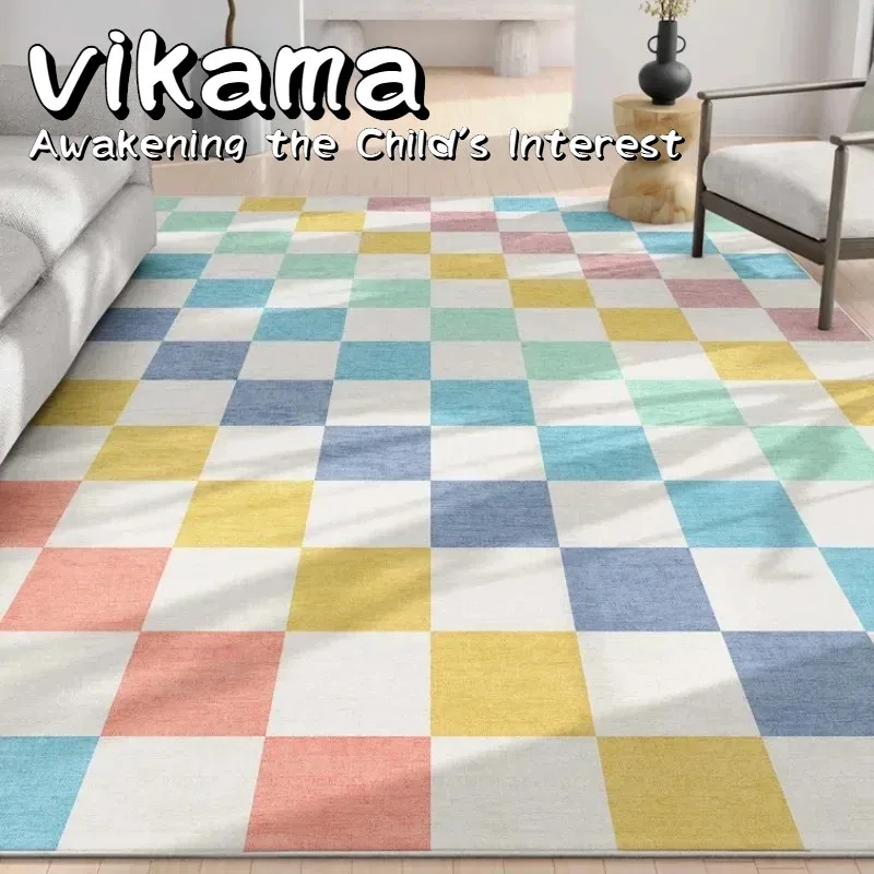 VIKAMA Simple Rainbow Home Decor Rugs Study Area Pile Kids Rugs, Sensory Rugs for Living Room and Nursery