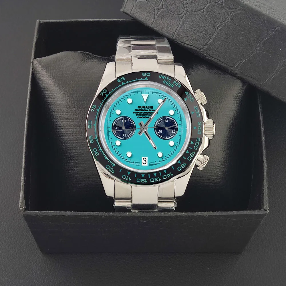 Jam Tangan Mewah Pria 39.3mm VK64 Chronograph Jam Tangan Pria Baru Bisnis Kustom Jam Tangan Pria VK64 Chronograph Tahan Air 10ATM