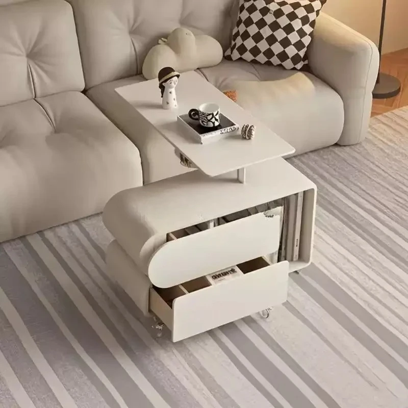 HJ Cream Style Creative Coffee Table Household Small Unit Lifting Rotating Table Light Luxury Advanced Mobile Small Table